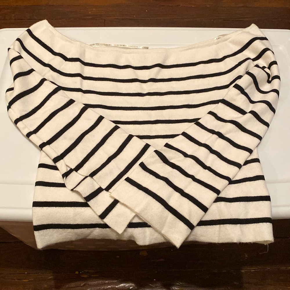 Off Shoulder Sweater w/ Split Bell Sleeves